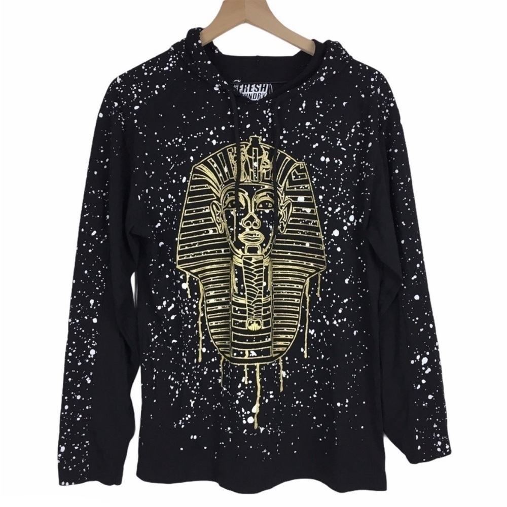 FRESH LAUNDRY T Shirt Long Sleeve Hoodie Pharaoh Glitter Splatter Paint Medium